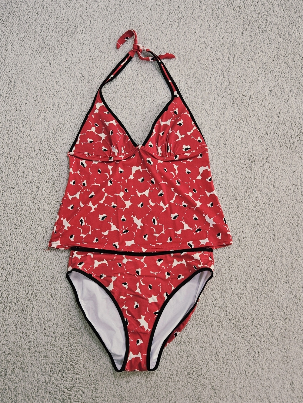 Vintage Victorias Secret Tankini Swimsuit 2Pc 00s Y2k Red Poppy Womens M/L